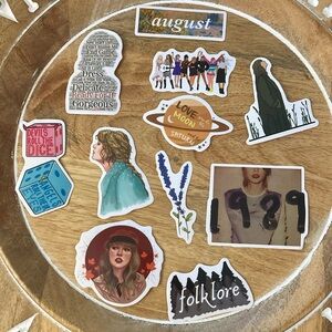 5/$25 Taylor swift theme stickers x11 NEW 1989, devils roll the dice etc